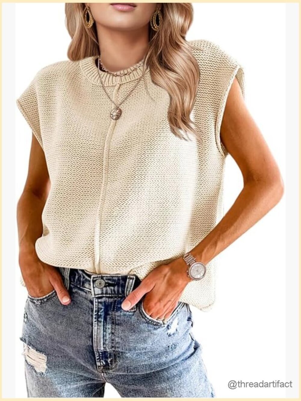 Crochet Cap Sleeve Sweater Vest - Boho Western Trendy